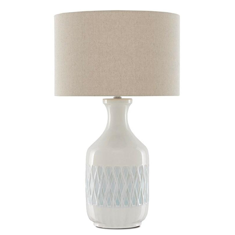 Samba Table Lamp-Currey-CURY-6000-0515-Table LampsOcean Blue & Off White Shantung-4-France and Son