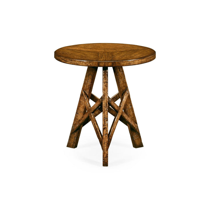 Rustic Circular Lamp Table-Jonathan Charles-JCHARLES-491075-CFW-Side TablesCountry Walnut-1-France and Son