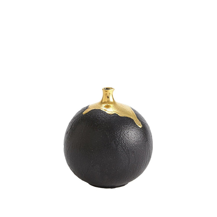 Dipped Golden Crackle-Global Views-GVSA-3.31643-VasesBlack-Sphere Vase-Small-8-France and Son