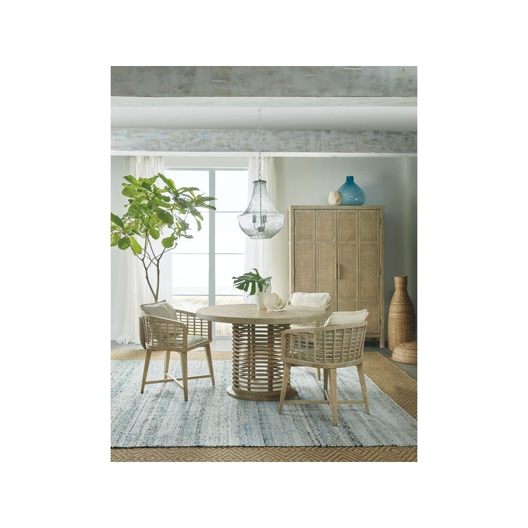 Surfrider 48in Rattan Round Dining Table-Hooker-HOOKER-6015-75203-80-Dining TablesLight Wood-2-France and Son