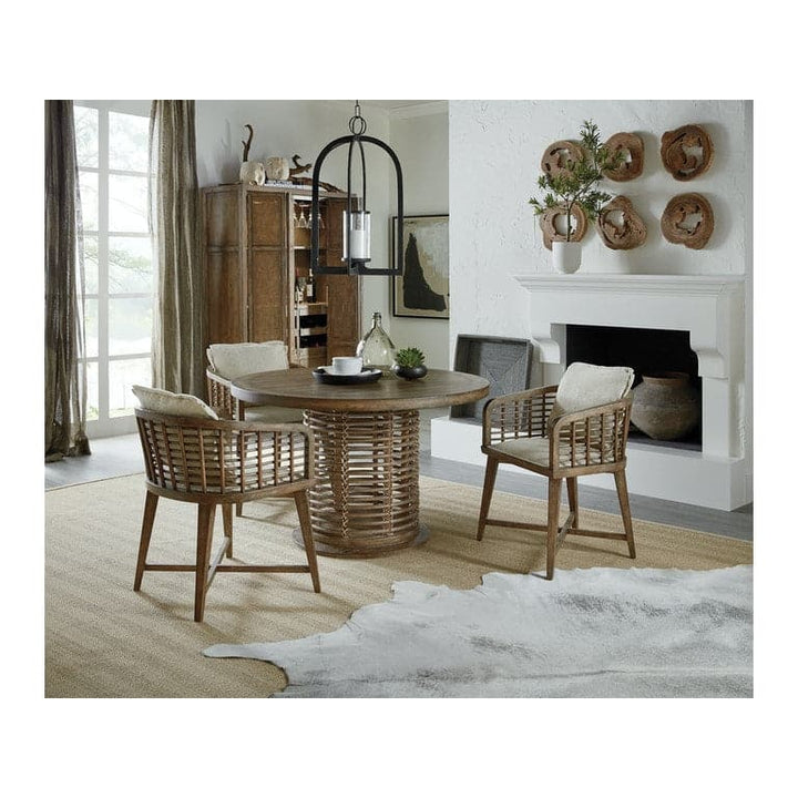 Surfrider 48in Rattan Round Dining Table-Hooker-HOOKER-6015-75203-80-Dining TablesLight Wood-3-France and Son