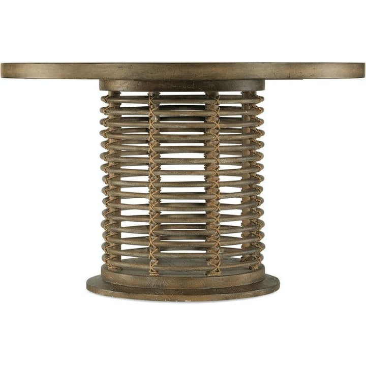 Surfrider 48in Rattan Round Dining Table-Hooker-HOOKER-6015-75203-89-Dining TablesDark Wood-4-France and Son