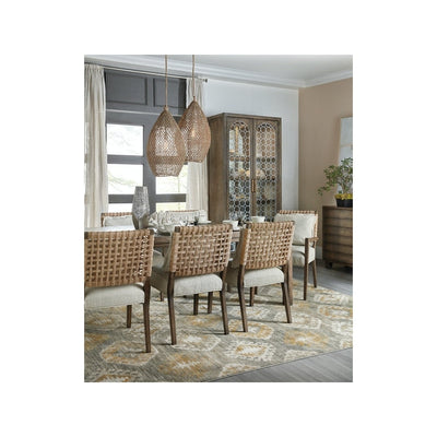 Woven Back Arm Chair-Hooker-HOOKER-6015-75301-89-Dining ChairsDark Wood-3-France and Son