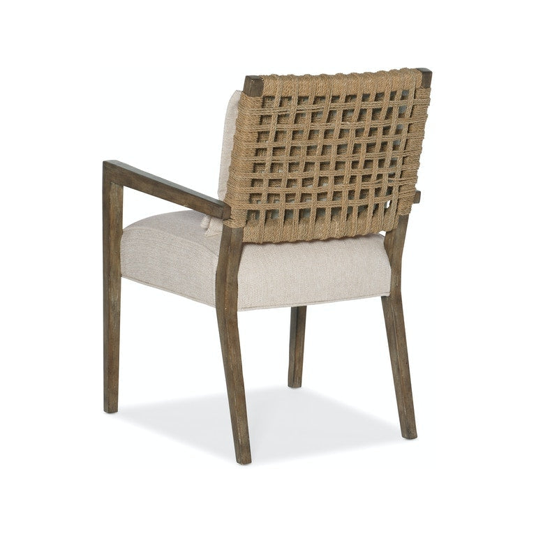 Woven Back Arm Chair-Hooker-HOOKER-6015-75301-89-Dining ChairsDark Wood-5-France and Son