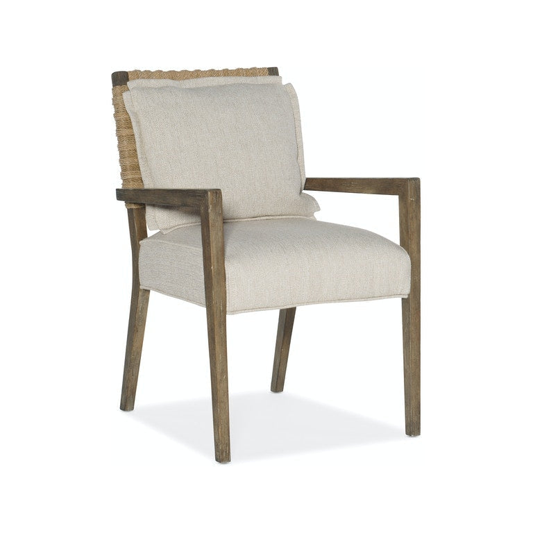 Woven Back Arm Chair-Hooker-HOOKER-6015-75301-89-Dining ChairsDark Wood-1-France and Son