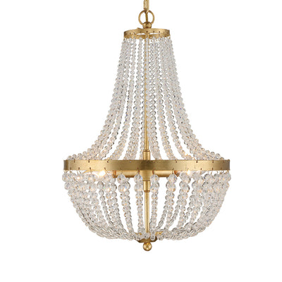 Rylee 3 Light Chandelier-Crystorama Lighting Company-CRYSTO-603-GA-ChandeliersAntique Gold/ Hand Cut Beads-1-France and Son