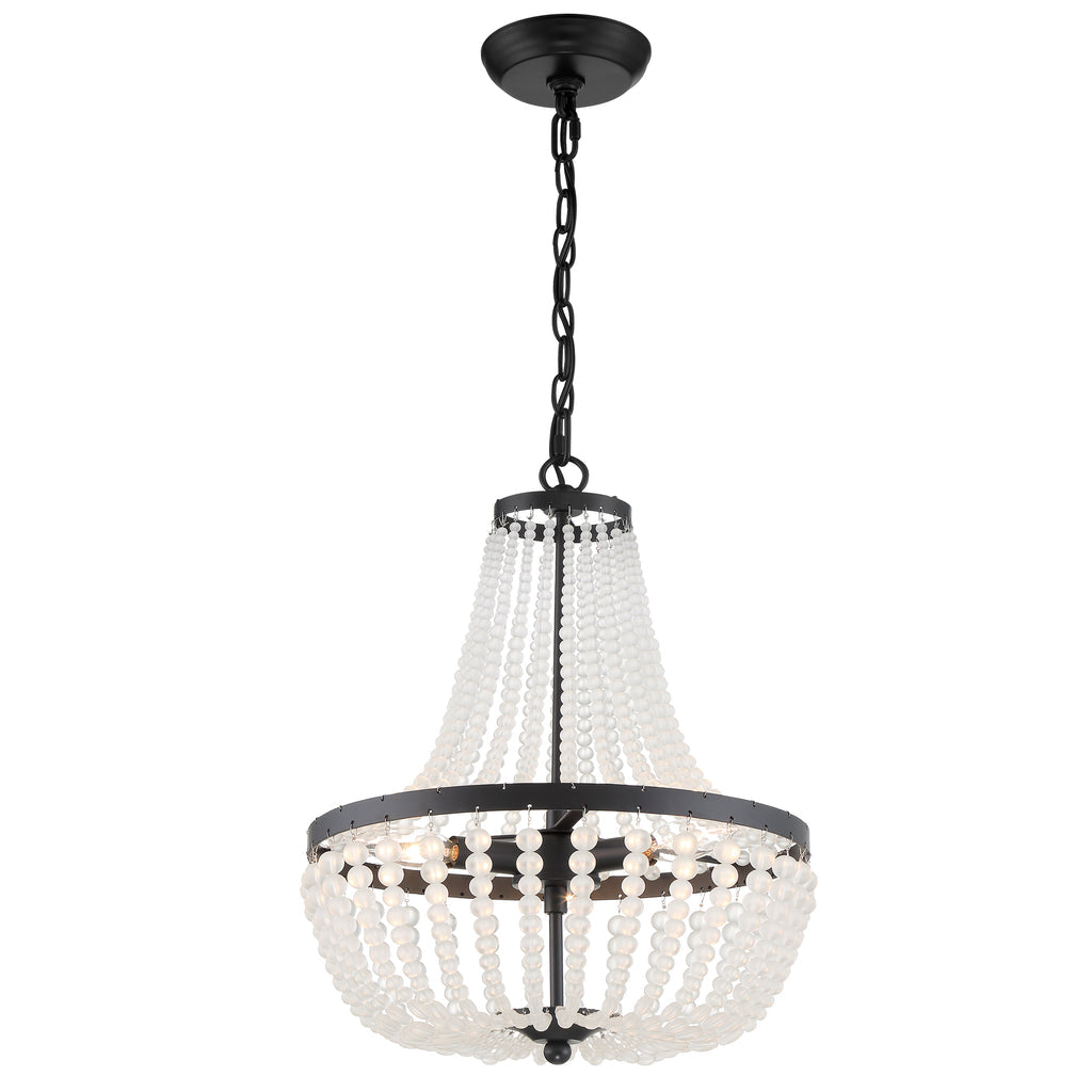 Rylee 3 Light Chandelier-Crystorama Lighting Company-CRYSTO-603-MK-ChandeliersMatte Black/Frosted Glass Beads-3-France and Son