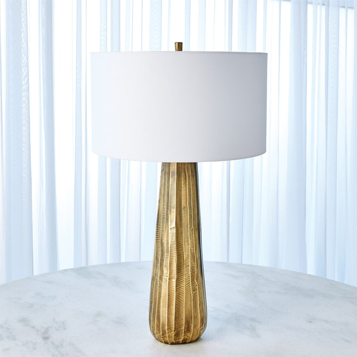 Chased Round Table Lamp-Global Views-GVSA-7.91510-Table LampsAntique Brass-4-France and Son
