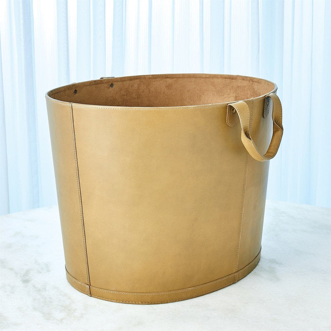 Oversized Oval Leather Basket-Global Views-GVSA-9.93730-Baskets & BoxesPutty-4-France and Son