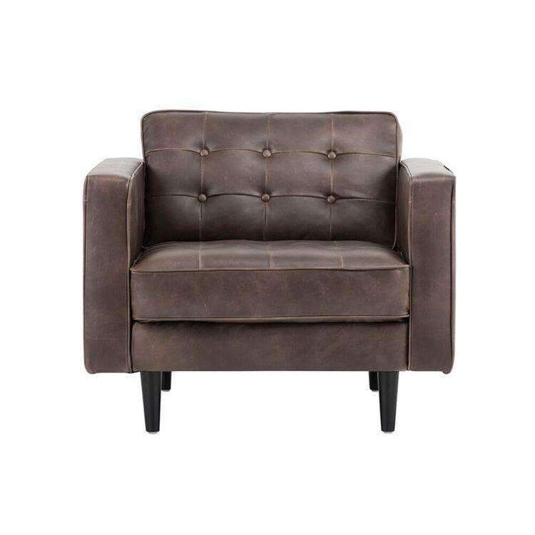 Donnie Armchair-Sunpan-SUNPAN-102508-Lounge ChairsHavana Dark Brown-Faux Leather-7-France and Son