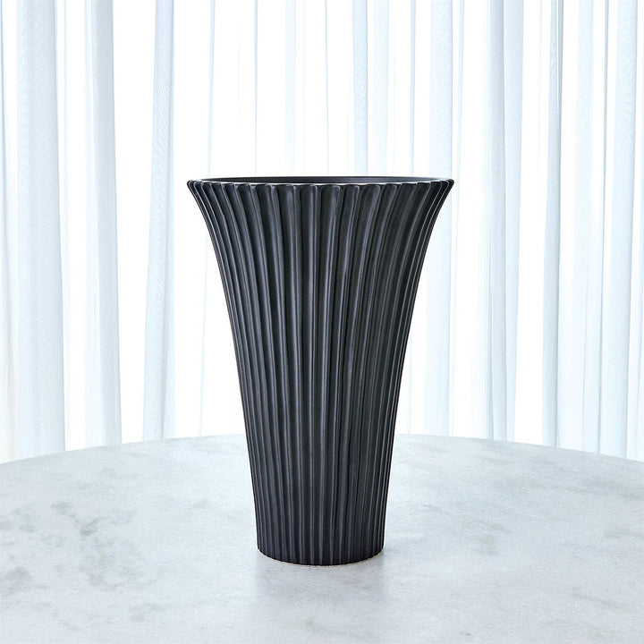 Flared Fluted Vase-Global Views-GVSA-3.31742-VasesMatte Black-Small-4-France and Son