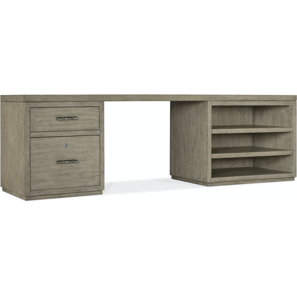 Linville Falls Desk 96"-Hooker-HOOKER-6150-10922-85-DesksDesk with One File and Open Desk Cabinet-2-France and Son