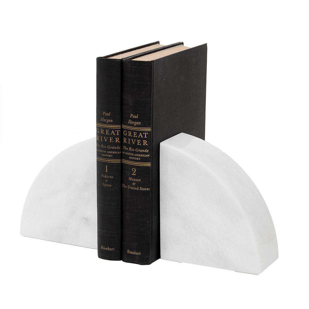 Cerasus Collection Pearl White Marble Bookends