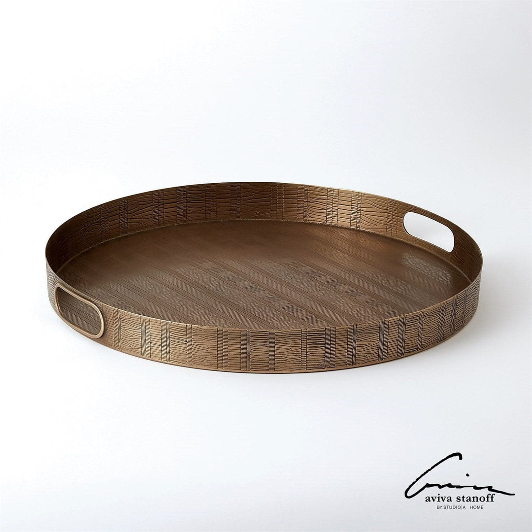 Kokoro Etched Round Tray-Global Views-GVSA-AS7.90018-TraysBrass-3-France and Son