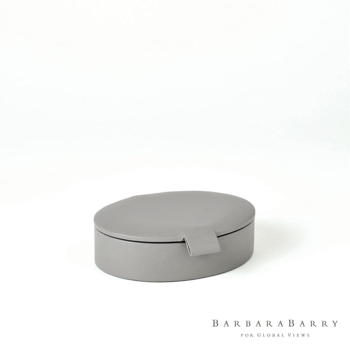 Signature Oval Leather Box-Global Views-GVSA-BB-9.90043-Baskets & BoxesMarble Grey-Small-7-France and Son