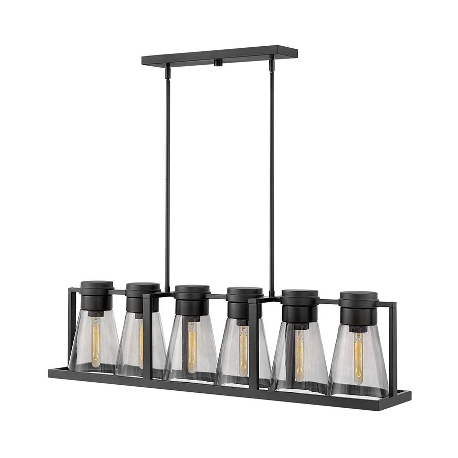 Refinery 6 Light Chandelier Ceiling Light-Hinkley Lighting-HINKLEY-63306BK-SM-ChandeliersBlack-Smoked Glass-1-France and Son