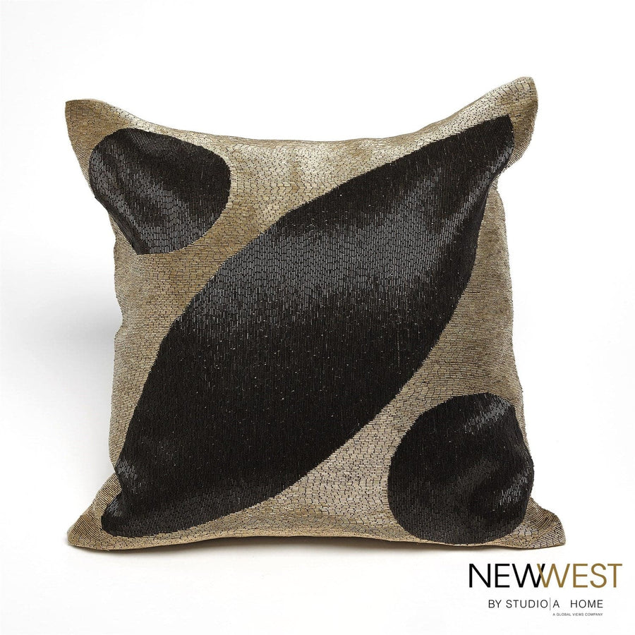 Seed Beaded Pillow - Black/Gold-Global Views-GVSA-NW7.90015-Pillows-1-France and Son