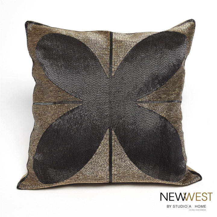 Blossom Beaded Pillow - Black/Gold-Global Views-GVSA-NW7.90017-Pillows-1-France and Son