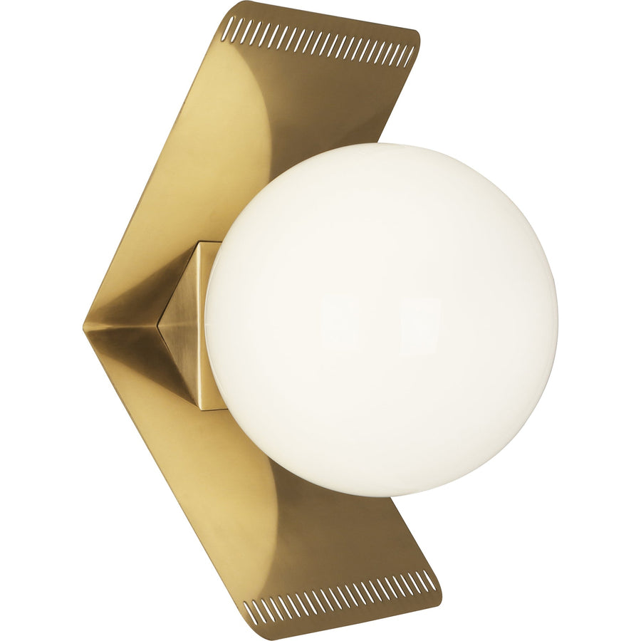 Jonathan Adler Rio Fold Wall Sconce-Robert Abbey Fine Lighting-ABBEY-635-Outdoor Wall SconcesModern Brass Finish With White Glass Shade-1-France and Son