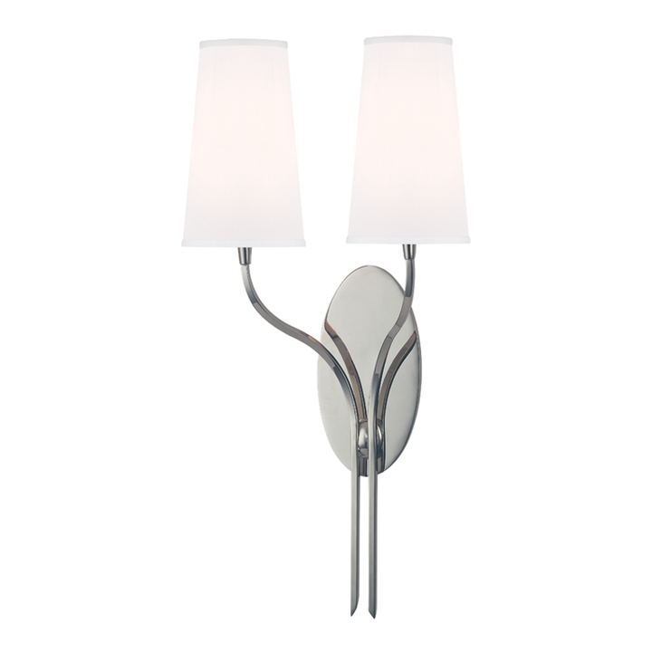 Rutland - 2 Light Wall Sconce W/ White Shade-Hudson Valley-HVL-3712-PN-WS-Outdoor Wall SconcesPolished Nickel-2-France and Son
