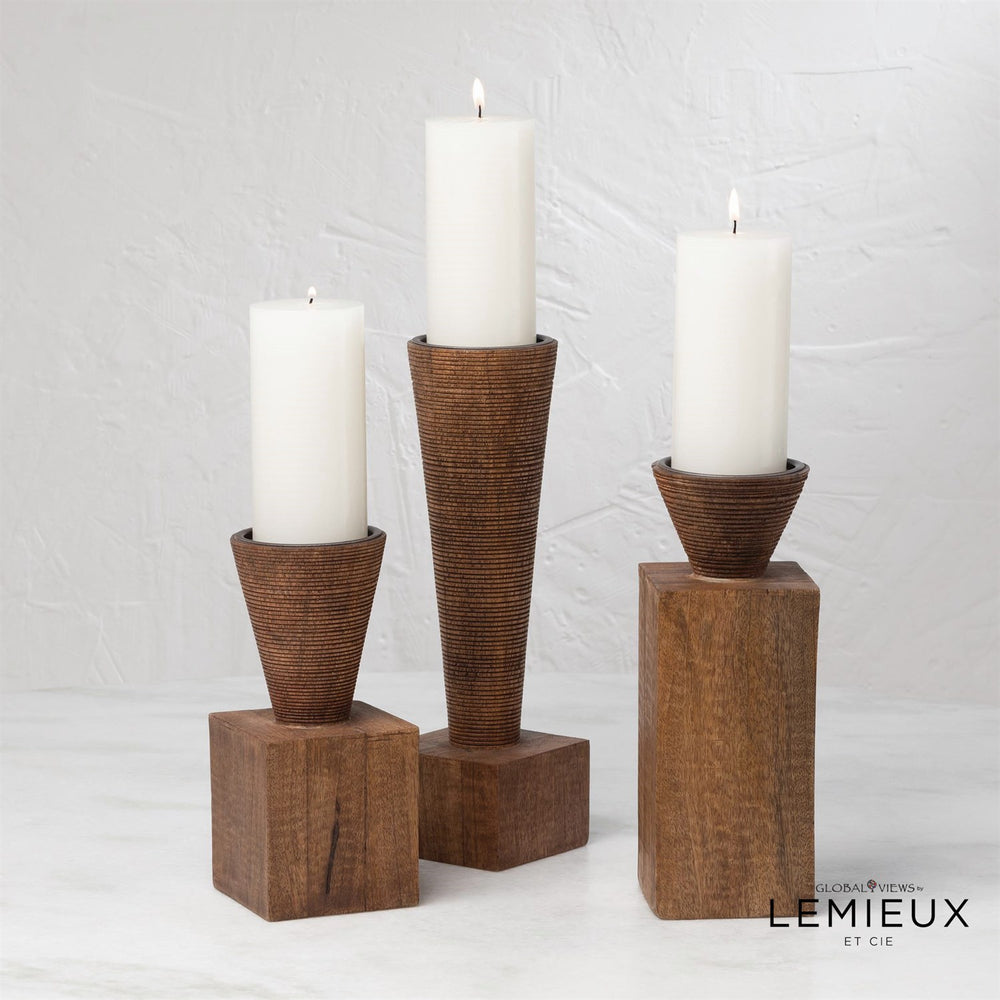 Turcan Pillar Holder-Global Views-GVSA-CLL9.90028-Candle HoldersMedium-Kelle Pillar Holder-2-France and Son