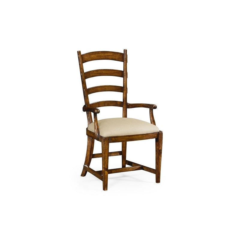 French Ladderback Style Carver Arm Chair-Jonathan Charles-JCHARLES-494774-AC-WAL-F400-Dining ChairsF400-1-France and Son