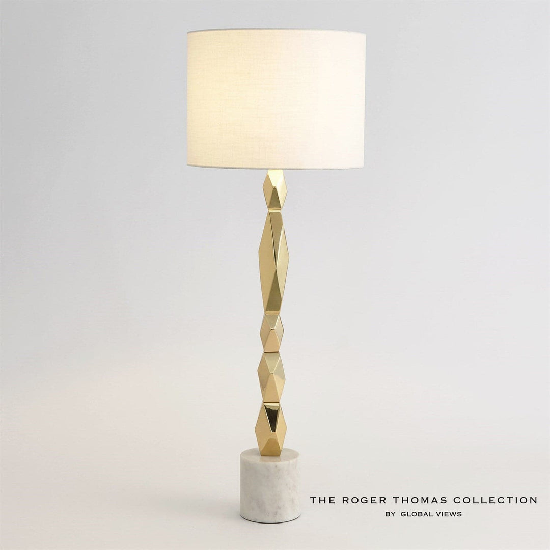 Facet Block Table Lamp-Global Views-GVSA-RT9.90021-Table LampsTall-Brass-4-France and Son