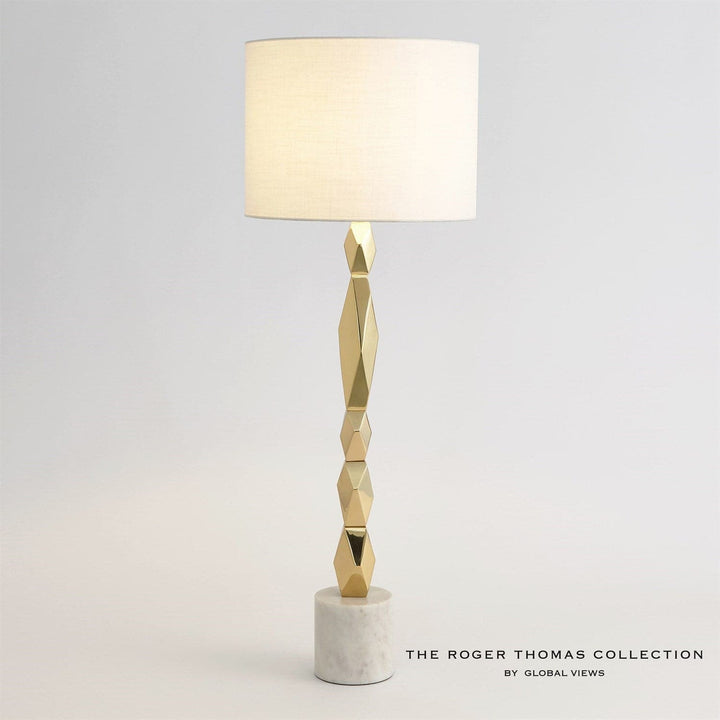 Facet Block Table Lamp-Global Views-GVSA-RT9.90021-Table LampsTall-Brass-4-France and Son