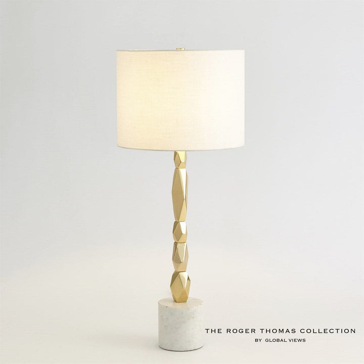 Facet Block Table Lamp-Global Views-GVSA-RT9.90022-Table LampsShort-Brass-5-France and Son