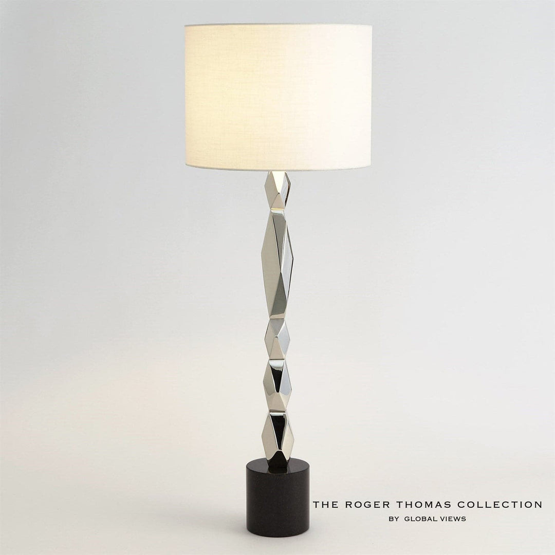 Facet Block Table Lamp - Nickel - Tall-Global Views-GVSA-RT9.90025-Table Lamps-1-France and Son