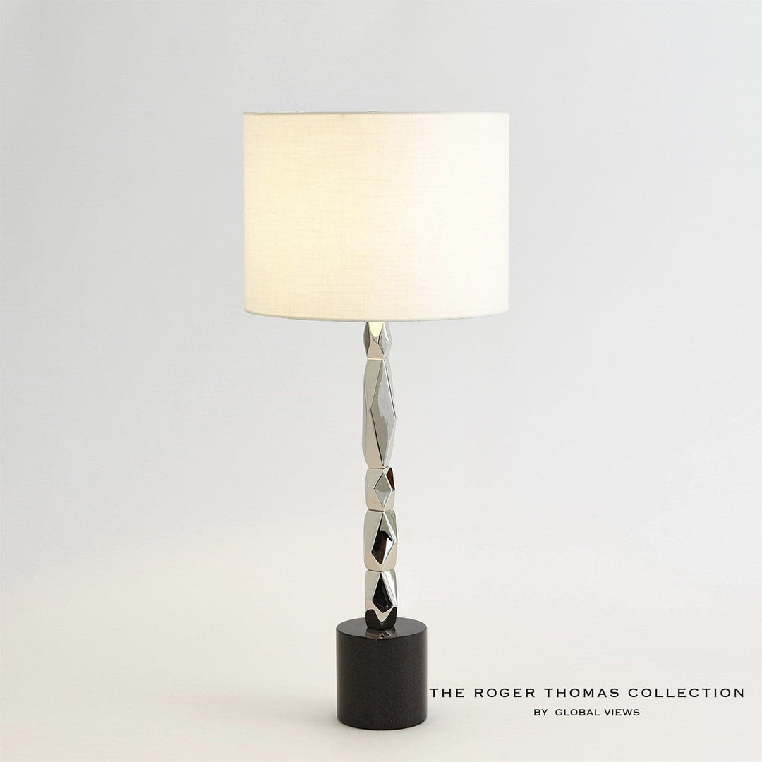 Facet Block Table Lamp-Global Views-GVSA-RT9.90026-Table LampsShort-Nickel-2-France and Son