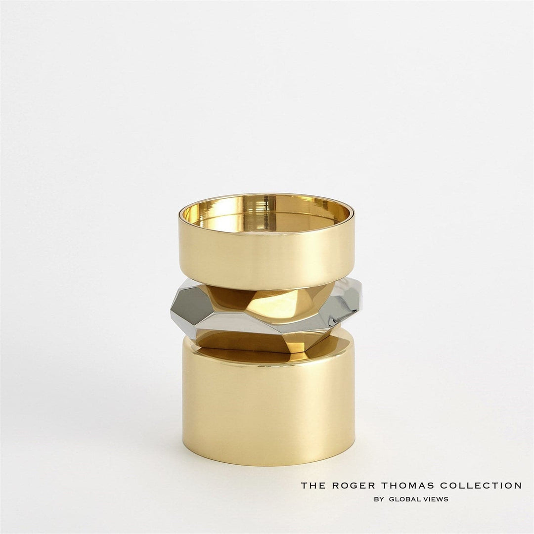 Romano Candle Holder-Global Views-GVSA-RT9.90045-Candle HoldersShort-Brass-5-France and Son