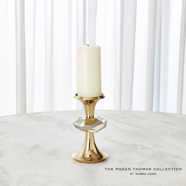 Gabriel Candle Holder-Global Views-GVSA-RT9.90042-Candle HoldersSmall-Brass-7-France and Son