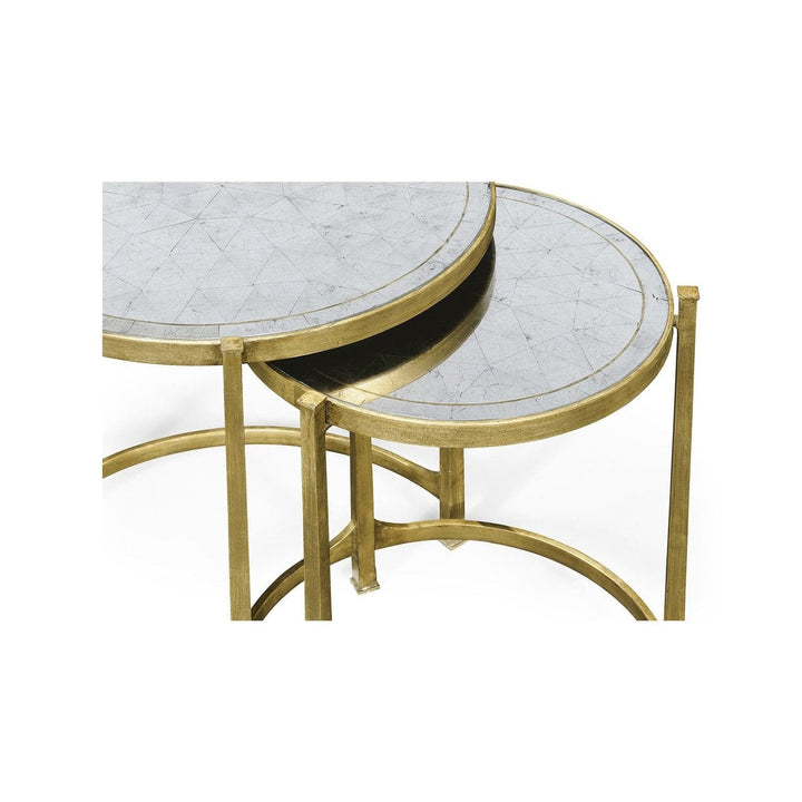 Églomisé & Gilded Iron Round Nest of Tables-Jonathan Charles-JCHARLES-494141-G-Side Tables-3-France and Son