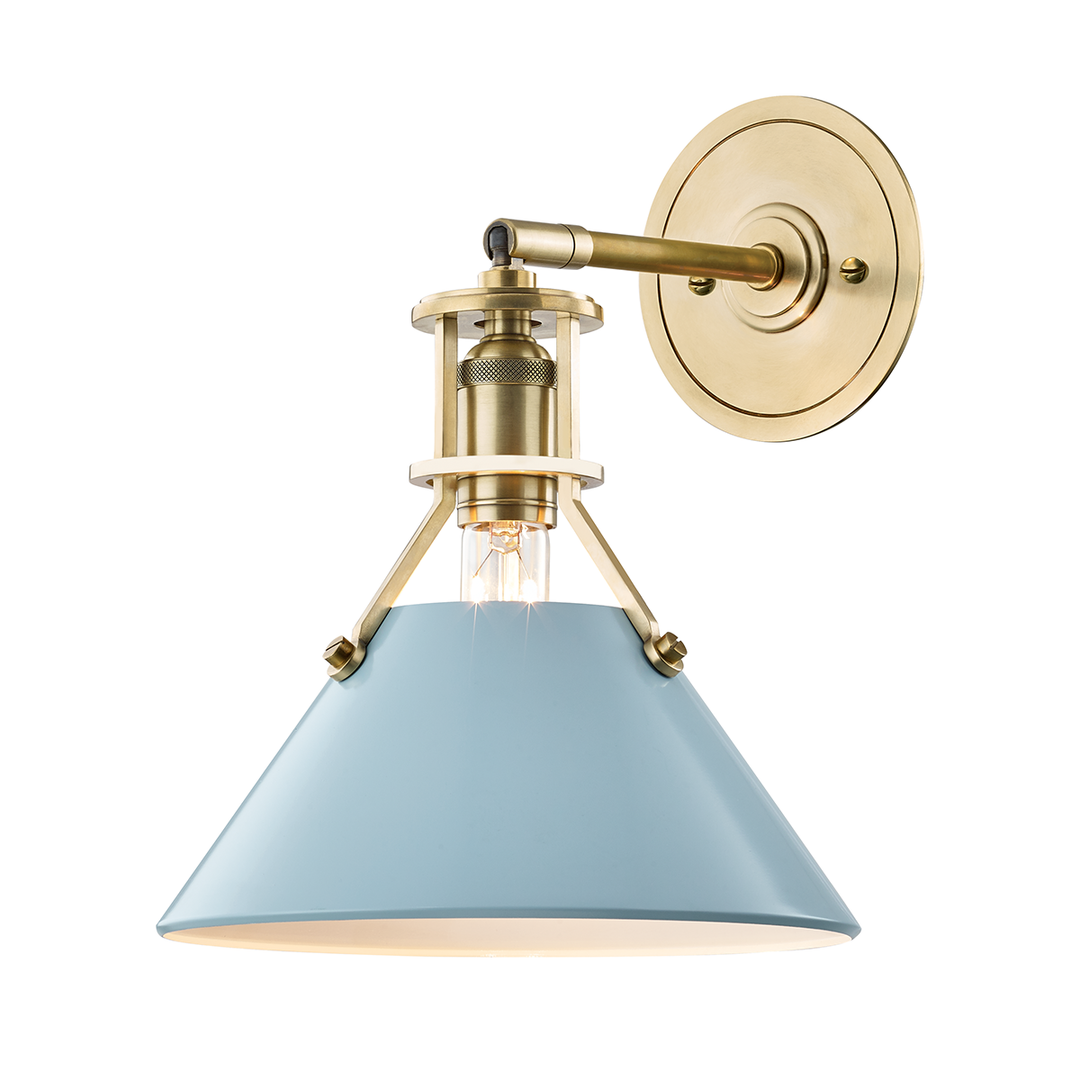 Painted No.2 - 1 Light Wall Sconce-Hudson Valley-HVL-MDS350-AGB/BB-Outdoor Wall SconcesBlue Bird-1-France and Son