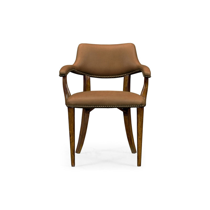 Walnut Library Arm Chair-Jonathan Charles-JCHARLES-495885-AC-WAL-L028-Dining Chairs-2-France and Son