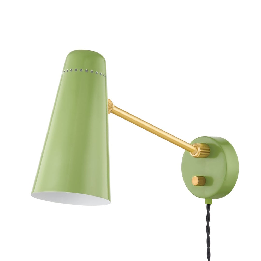 Alex 1 Light Portable Wall Sconce-Mitzi-HVL-HL598201-AGB/SGR-Wall SconcesAged Brass Green-2-France and Son