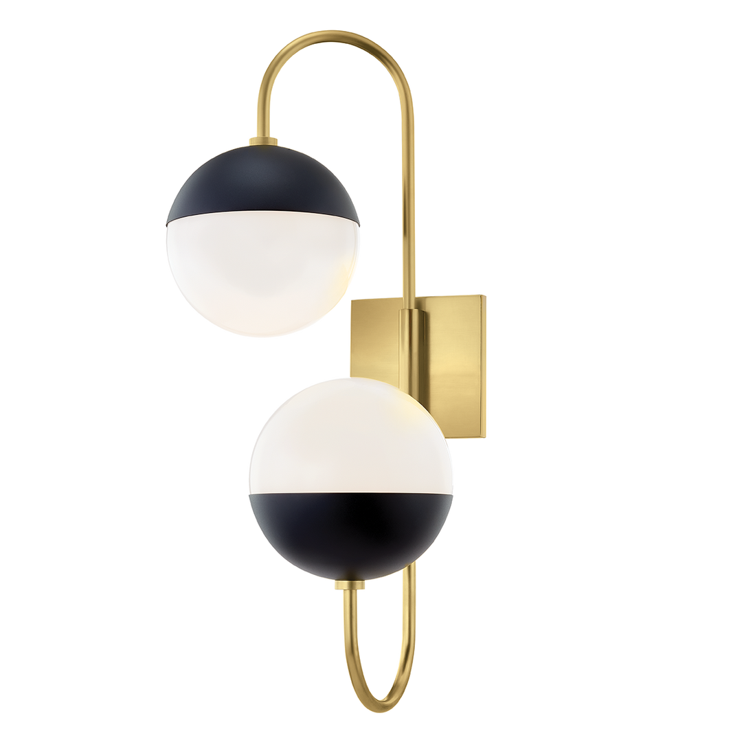 Renee 2 Light Wall Sconce-Mitzi-HVL-H344102B-AGB/BK-Outdoor Wall SconcesAged Brass/Black-1-France and Son