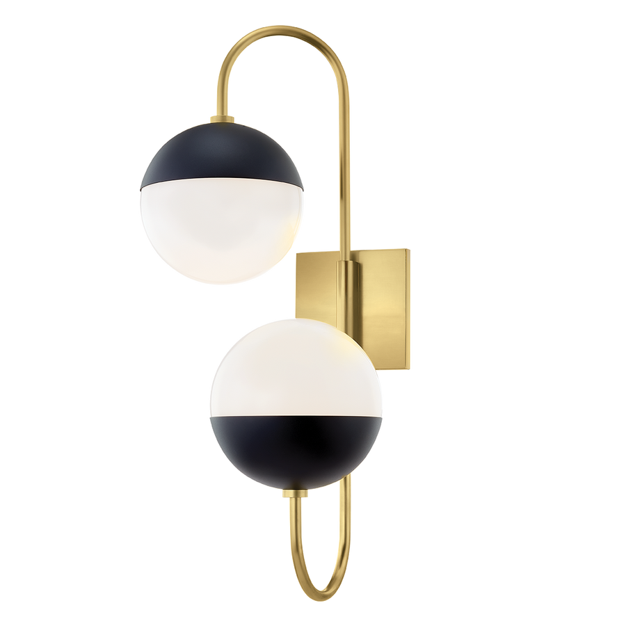 Renee 2 Light Wall Sconce-Mitzi-HVL-H344102B-AGB/BK-Outdoor Wall SconcesAged Brass/Black-1-France and Son