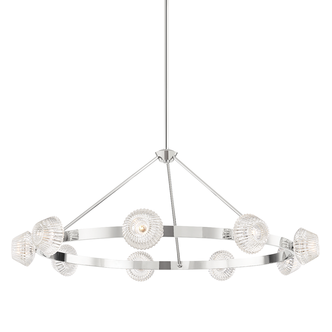 Barclay 9 Light Chandelier-Hudson Valley-HVL-6150-PN-ChandeliersPolished Nickel-2-France and Son