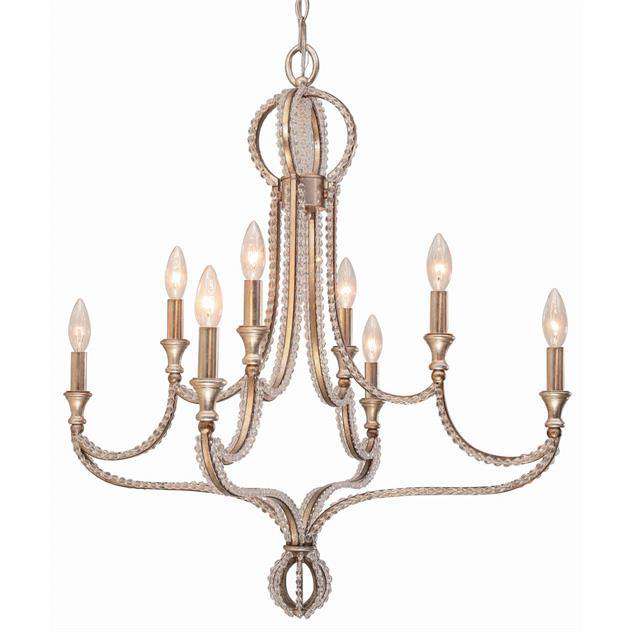 Garland 8 Light Crystal Bead Chandelier-Crystorama Lighting Company-CRYSTO-6768-DT-Chandeliers-1-France and Son