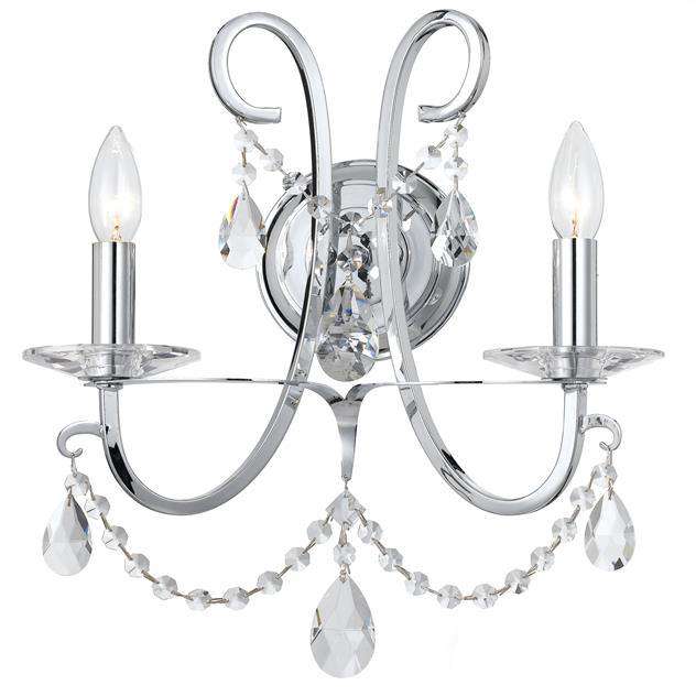 Othello 2 Light Sconce-Crystorama Lighting Company-CRYSTO-6822-CH-CL-MWP-Wall LightingClear Crystal-2-France and Son