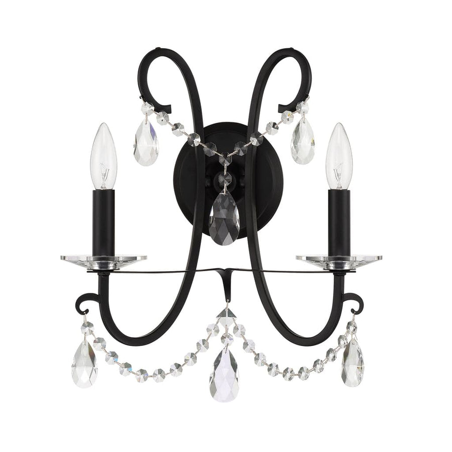 Othello 2 Light Crystal Sconce-Crystorama Lighting Company-CRYSTO-6822-MK-CL-MWP-Wall LightingMatte Black-1-France and Son