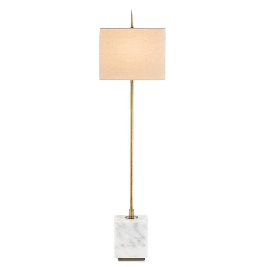 Thompson White Console Lamp-Currey-CURY-6975-Table LampsBrass/White/Vanilla Linen-1-France and Son