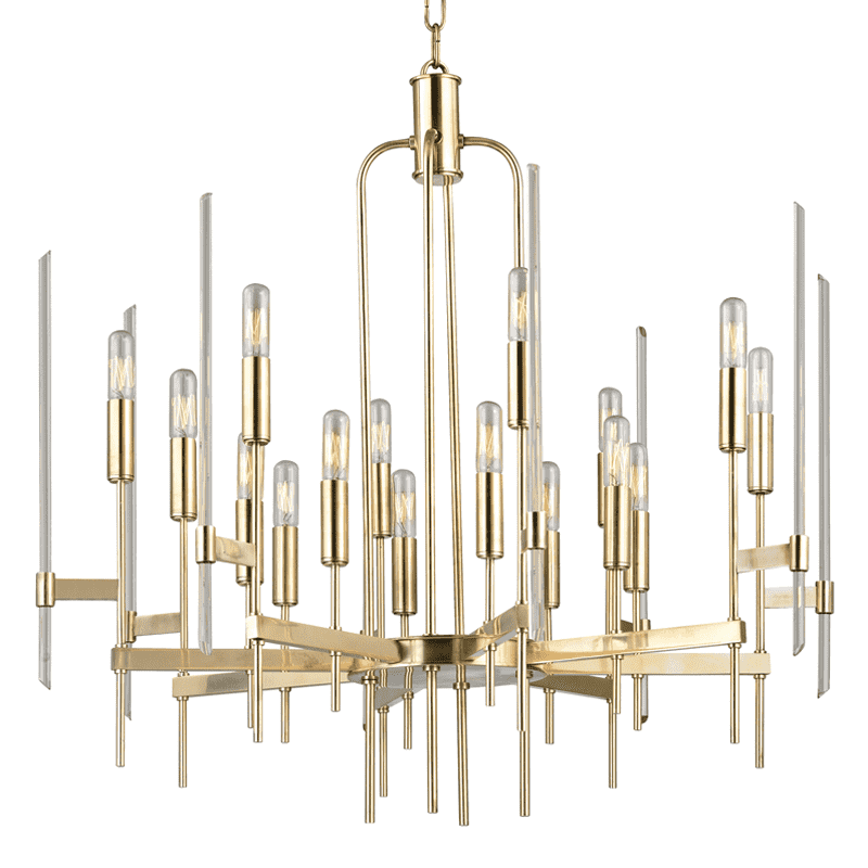 Bari 16 Light Chandelier-Hudson Valley-HVL-9916-AGB-ChandeliersAged Brass-1-France and Son