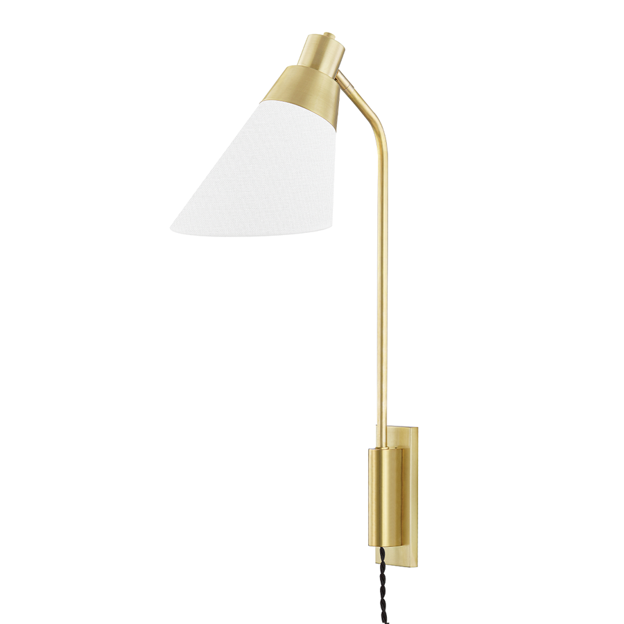 Hooke 1 Light Wall Sconce with Plug-Hudson Valley-HVL-5831-AGB-Outdoor Wall SconcesAged Brass-1-France and Son