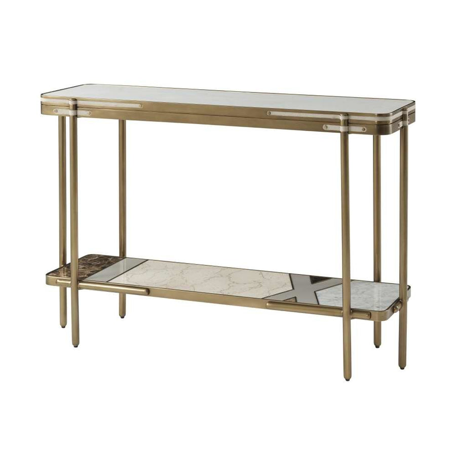 Iconic Console Table-Theodore Alexander-THEO-5325-007-Console TablesWhite Marble Top-1-France and Son