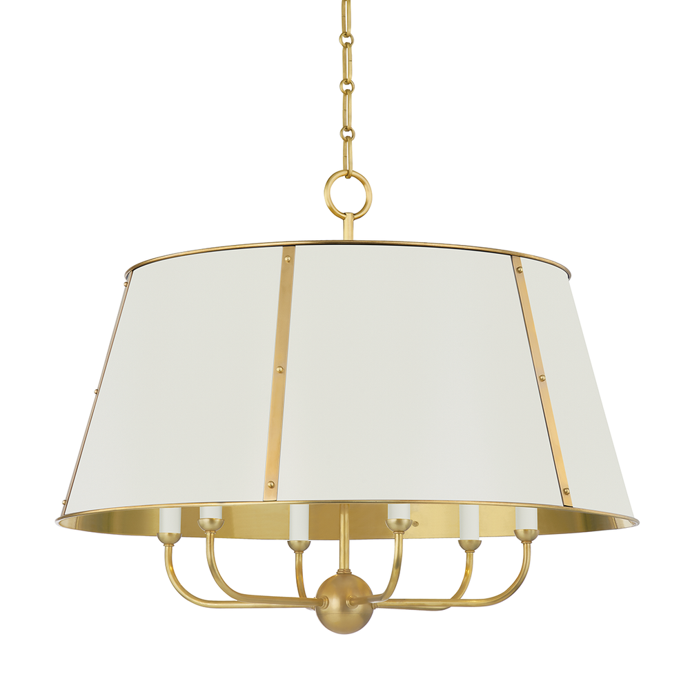 Cambridge 6 Light Chandelier-Hudson Valley-HVL-MDS121-AGB/OW-ChandeliersAged Brass/Off White-2-France and Son