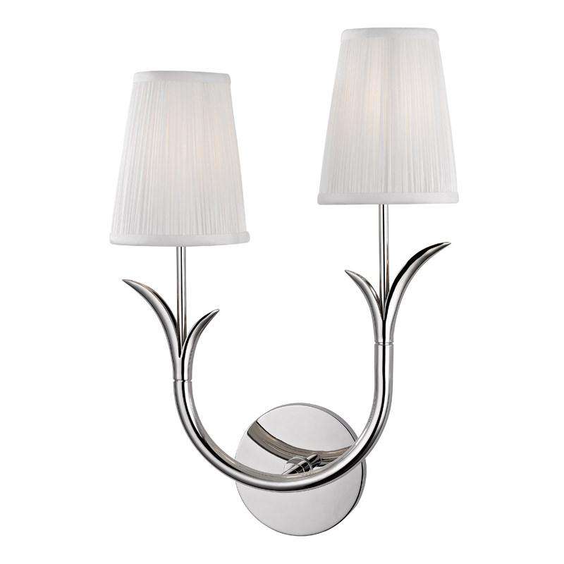 Deering 2 Light Left Wall Sconce-Hudson Valley-HVL-9402L-PN-Wall LightingLeft Polished Nickel-2-France and Son