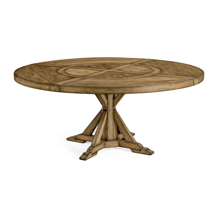 Circular Dining Table-Jonathan Charles-JCHARLES-491101-72D-DTM-Dining TablesMedium Driftwood-72" With Inbuilt Lazy Susan-47-France and Son